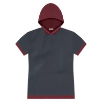 StringKing Men's FlexStyle Light Short Sleeve Hoodie 2C - Sharp Fit, India Ink Main, Rhubarb Accent, Front