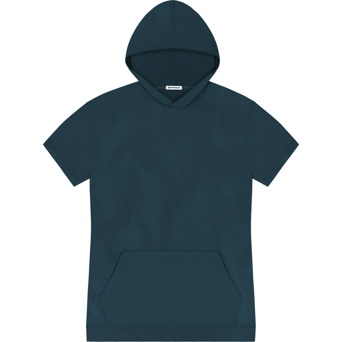 StringKing Men's Pima Terry Short Sleeve Hoodie - Sharp Fit, Navy, Front