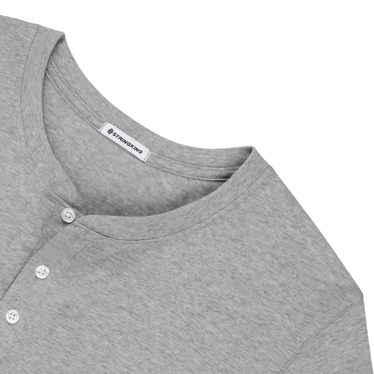 StringKing Men's Pima Cotton Long Sleeve Henley - Relaxed Fit, Heather Gray, Detail