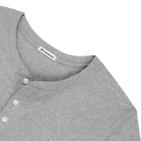 StringKing Men's Pima Cotton Long Sleeve Henley - Relaxed Fit, Heather Gray, Detail