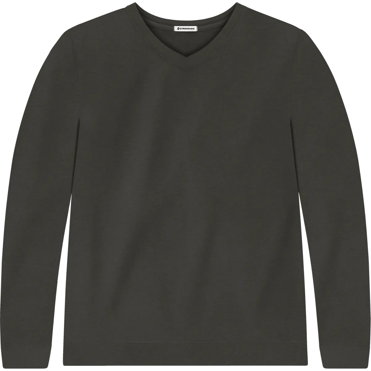 StringKing Men's Pima Terry V-Neck Sweater - Sharp Fit, Peat, Front