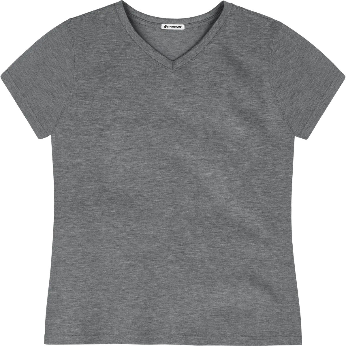 StringKing Women's FlexStyle Short Sleeve V-Neck T-Shirt - Relaxed Fit, Heather Gray, Front