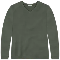 StringKing Women's Pima Cotton V-Neck Sweatshirt - Relaxed Fit, Moss, Front