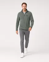 StringKing Men's Polartec Fleece Quarter Zip - Sharp Fit, Avenue Green, Full Front Angle - Human Model
