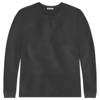 StringKing Men's Pima Cotton Long Sleeve Pocket Crewneck T-Shirt - Sharp Fit, Black, Front