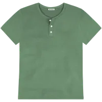 StringKing Men's Pima Cotton Short Sleeve Henley - Relaxed Fit, Green, Front