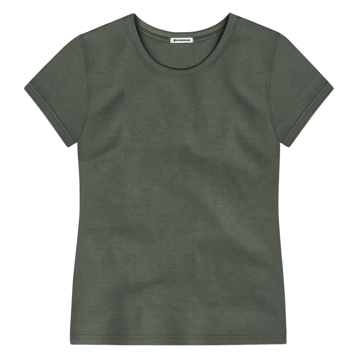 StringKing Women's FlexStyle Short Sleeve Crewneck T-Shirt - Sharp Fit, Thyme, Front