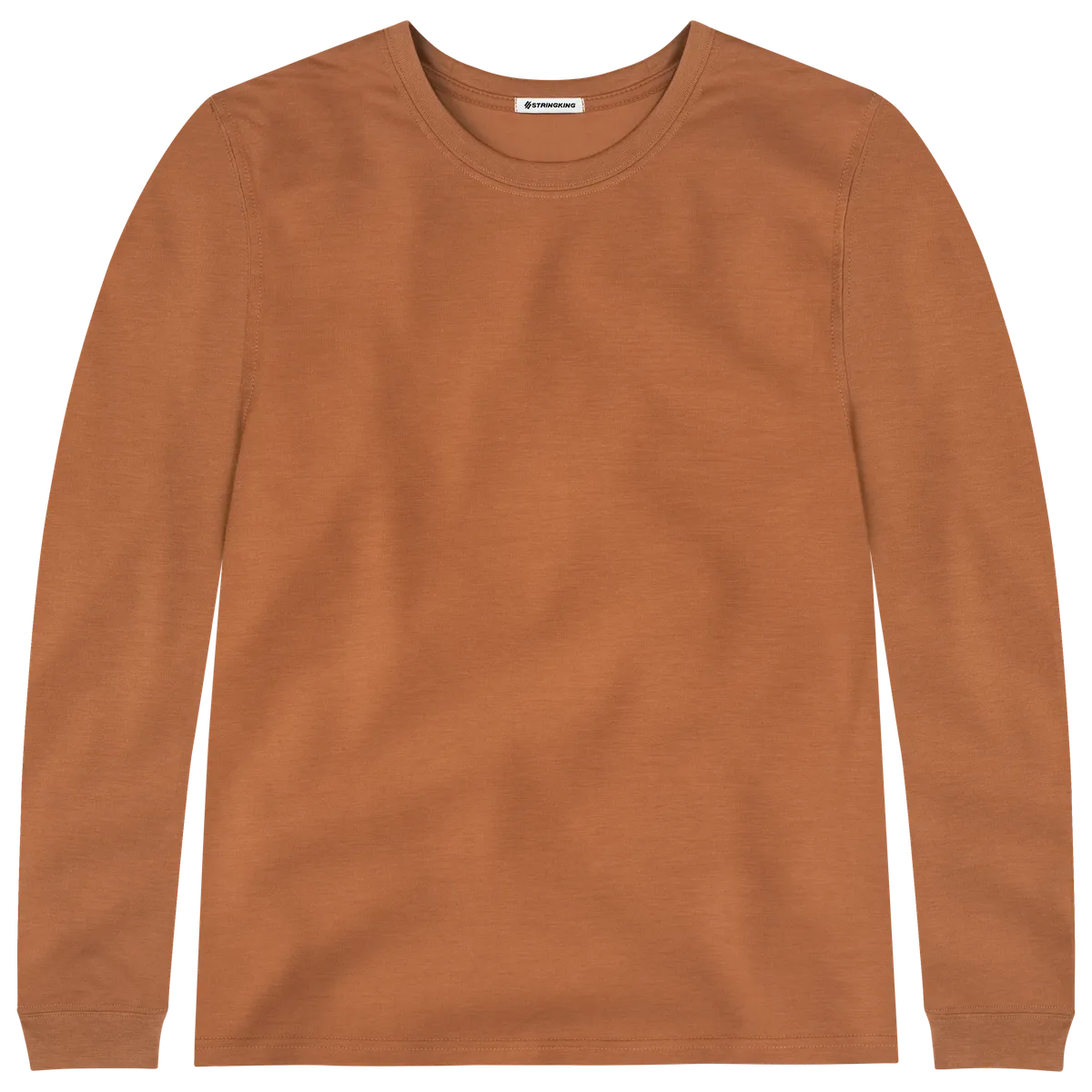 StringKing Men's FlexStyle Long Sleeve Crewneck T-Shirt - Sharp Fit, Bombay Brown, Front