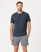 StringKing Men's Pima Jersey Pocket Tee - Relaxed Fit, Navy, Full Front - Human Model - Top of head to Knees
