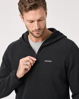 StringKing Men's Polartec Fleece Quarter Zip Hoodie with Pockets - Sharp Fit, Meteorite, Collar Shoulder - Human Model