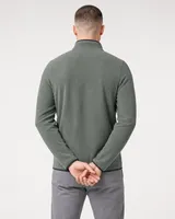 StringKing Men's Polartec Fleece Quarter Zip with Pockets - Sharp Fit, Avenue Green, Full Back - Human Model - Top of head to Mid-thigh