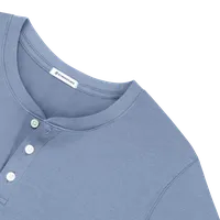 StringKing Men's Pima Cotton Short Sleeve Henley - Relaxed Fit, Slate Blue, Detail
