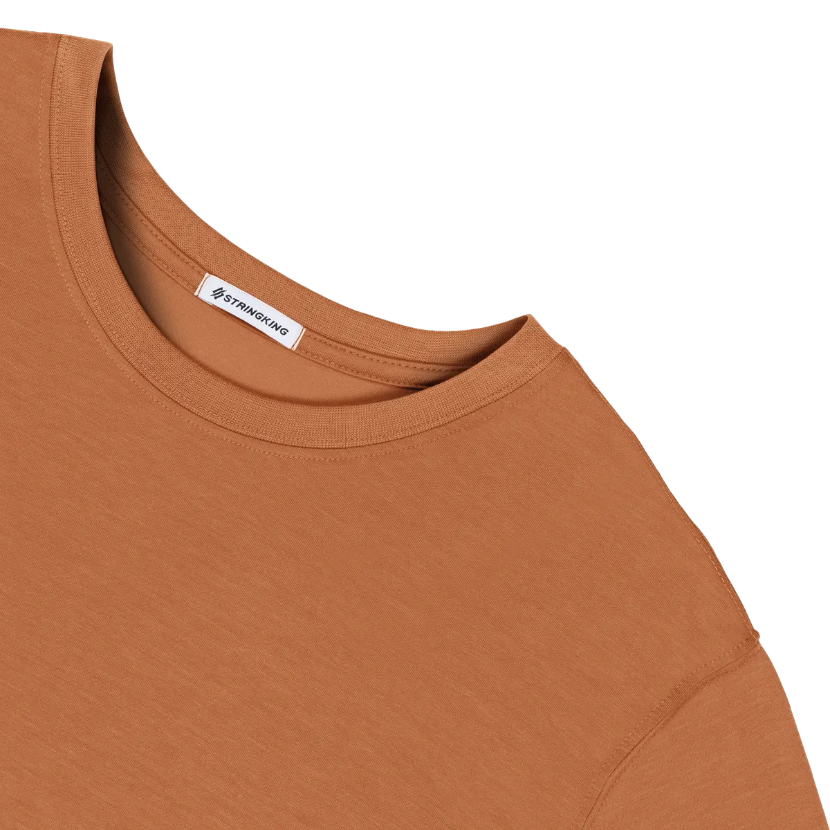 StringKing Men's FlexStyle Long Sleeve Crewneck T-Shirt - Sharp Fit, Bombay Brown, Detail