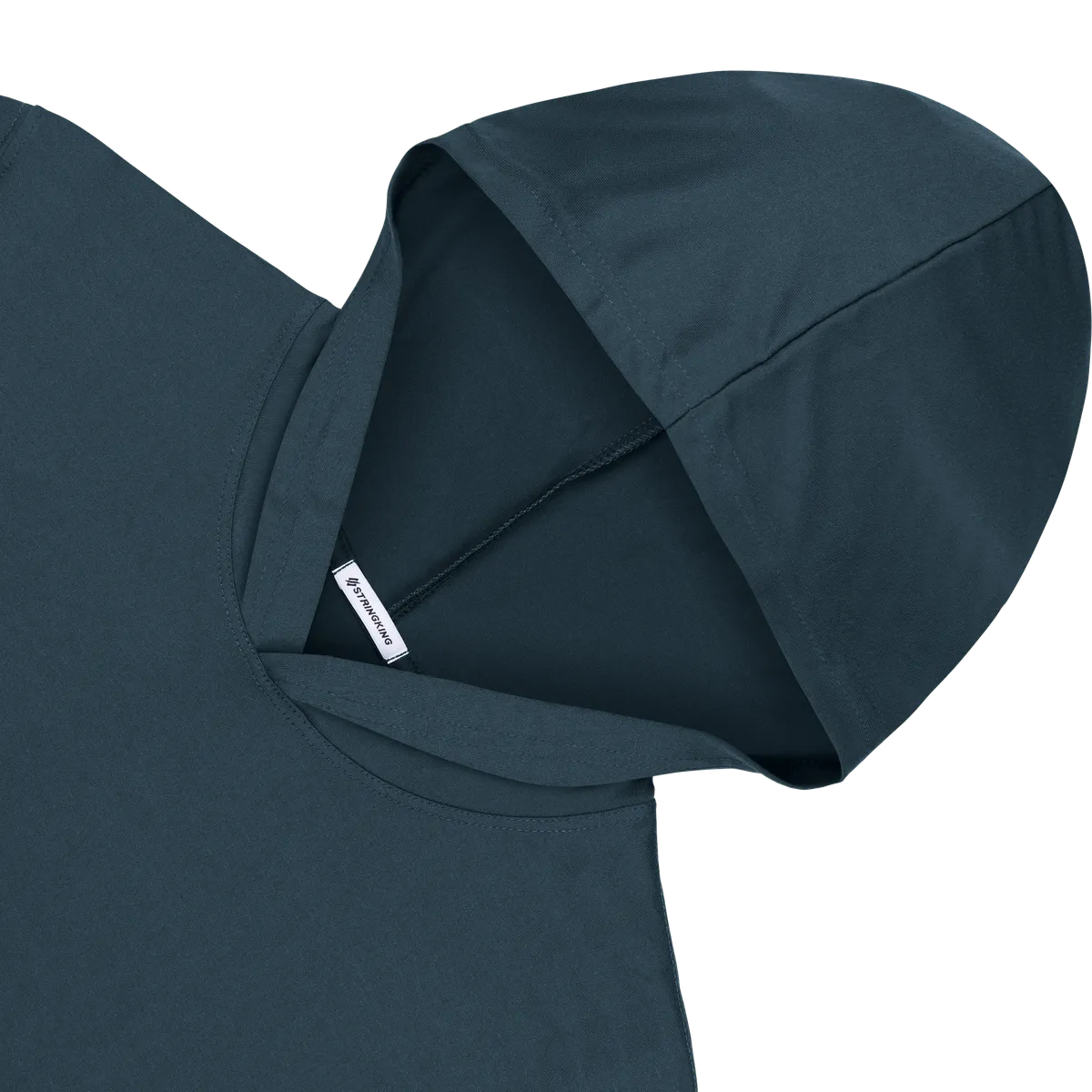 StringKing Men's FlexTech Lightweight Short Sleeve Hoodie - Relaxed Fit, Navy, Detail