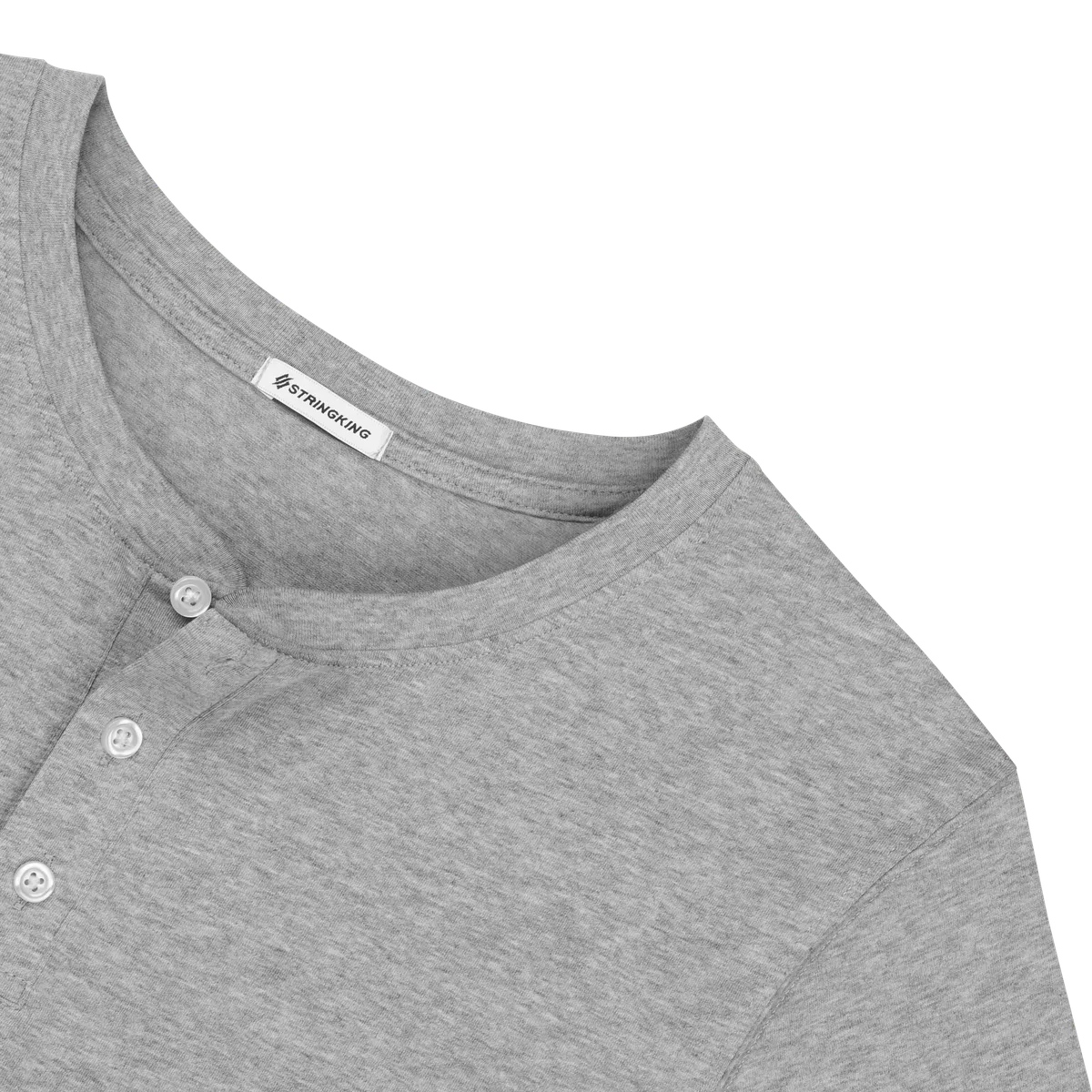 StringKing Men's Pima Cotton Short Sleeve Henley - Relaxed Fit, Heather Gray, Detail