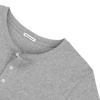 StringKing Men's Pima Cotton Short Sleeve Henley - Relaxed Fit, Heather Gray, Detail