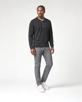 StringKing Men's Pima Terry Henley - Sharp Fit, Black, Full Front Angle - Human Model