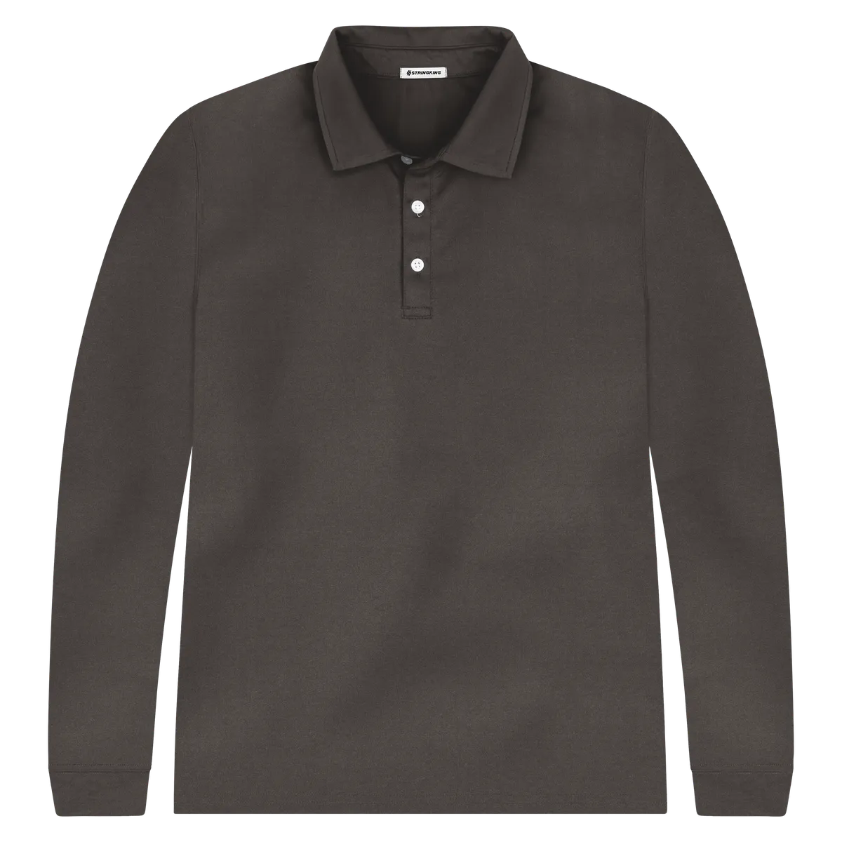 StringKing Men's FlexTech Long Sleeve Polo - Sharp Fit, Charcoal, Front