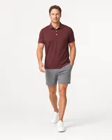 StringKing Men's Pima Jersey Classic Polo - Relaxed Fit, New Maroon, Full Front Angle - Human Model