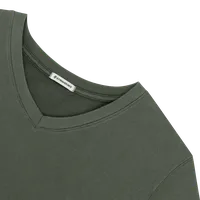 StringKing Women's Pima Cotton V-Neck Sweatshirt - Relaxed Fit, Moss, Detail