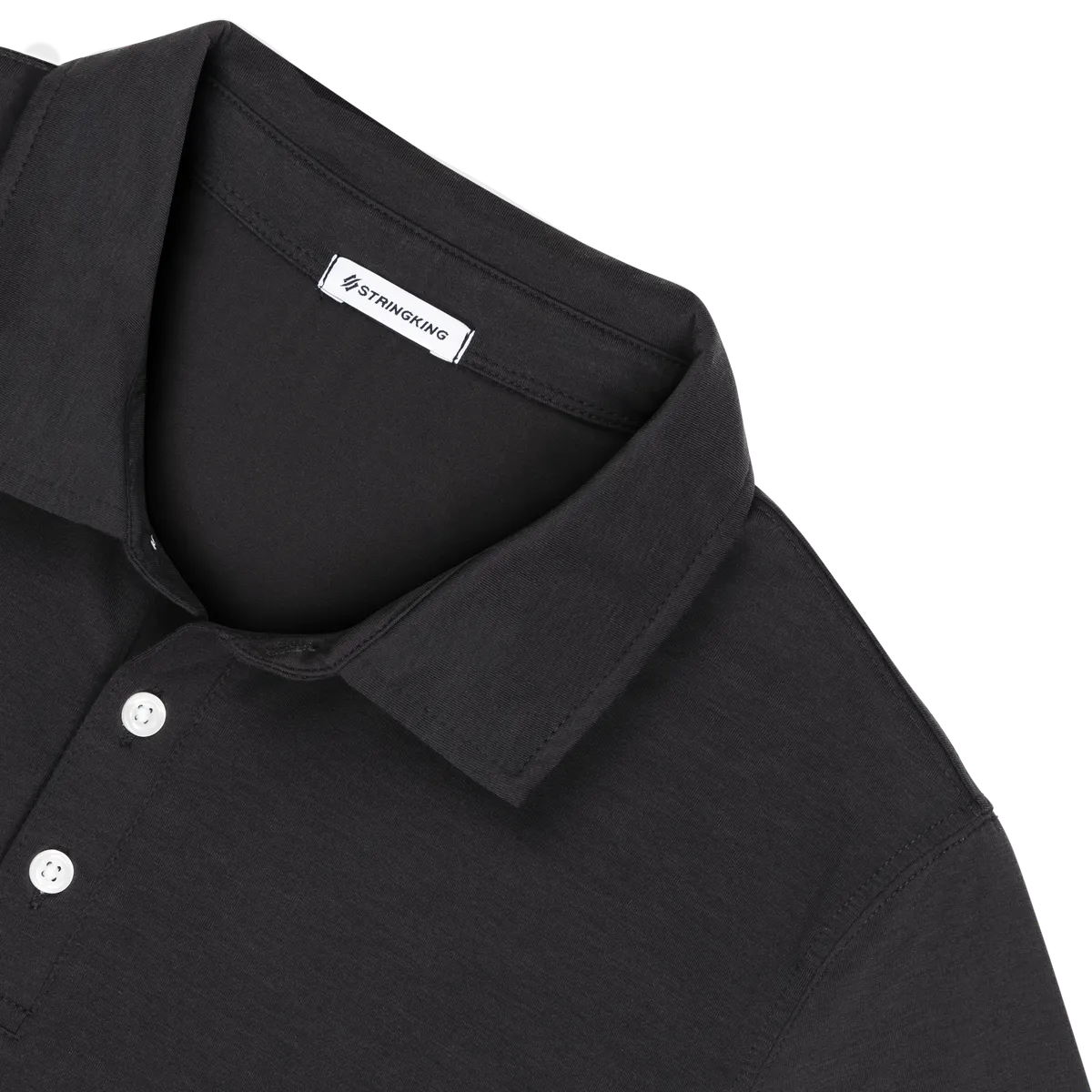 StringKing Men's FlexStyle Long Sleeve Polo - Sharp Fit, Moonless Night, Detail