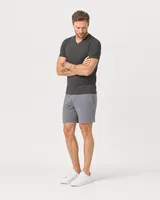 StringKing Men's Pima Jersey V-Neck Tee - Sharp Fit, Peat, Full Front Angle - Human Model