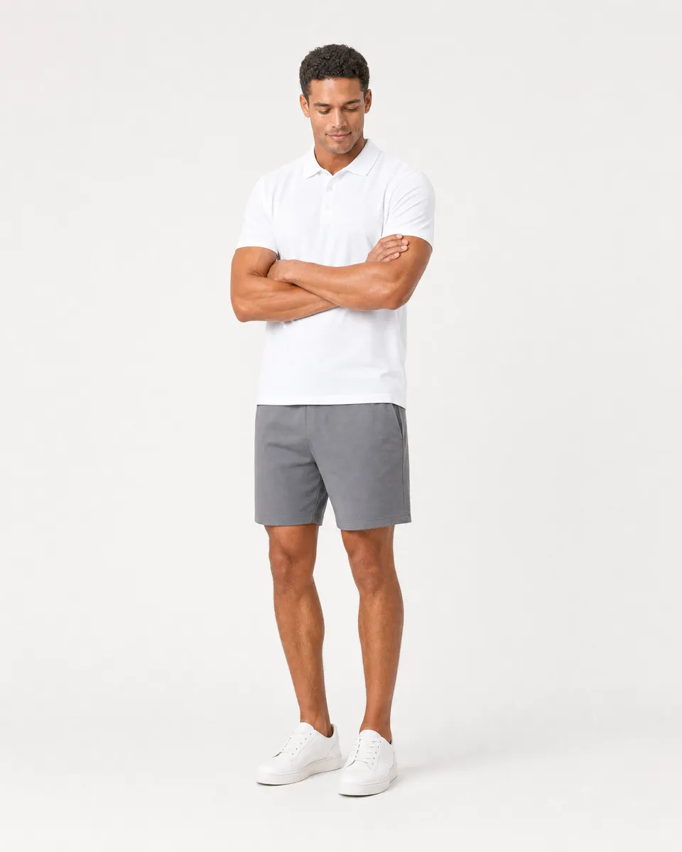 StringKing Men's Pima Jersey Classic Polo, Full Front Angle - Human Model
