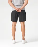 StringKing Men's Nylon Flex Shorts - Sharp Fit, Black, Full Back - Human Model - Chest to Feet