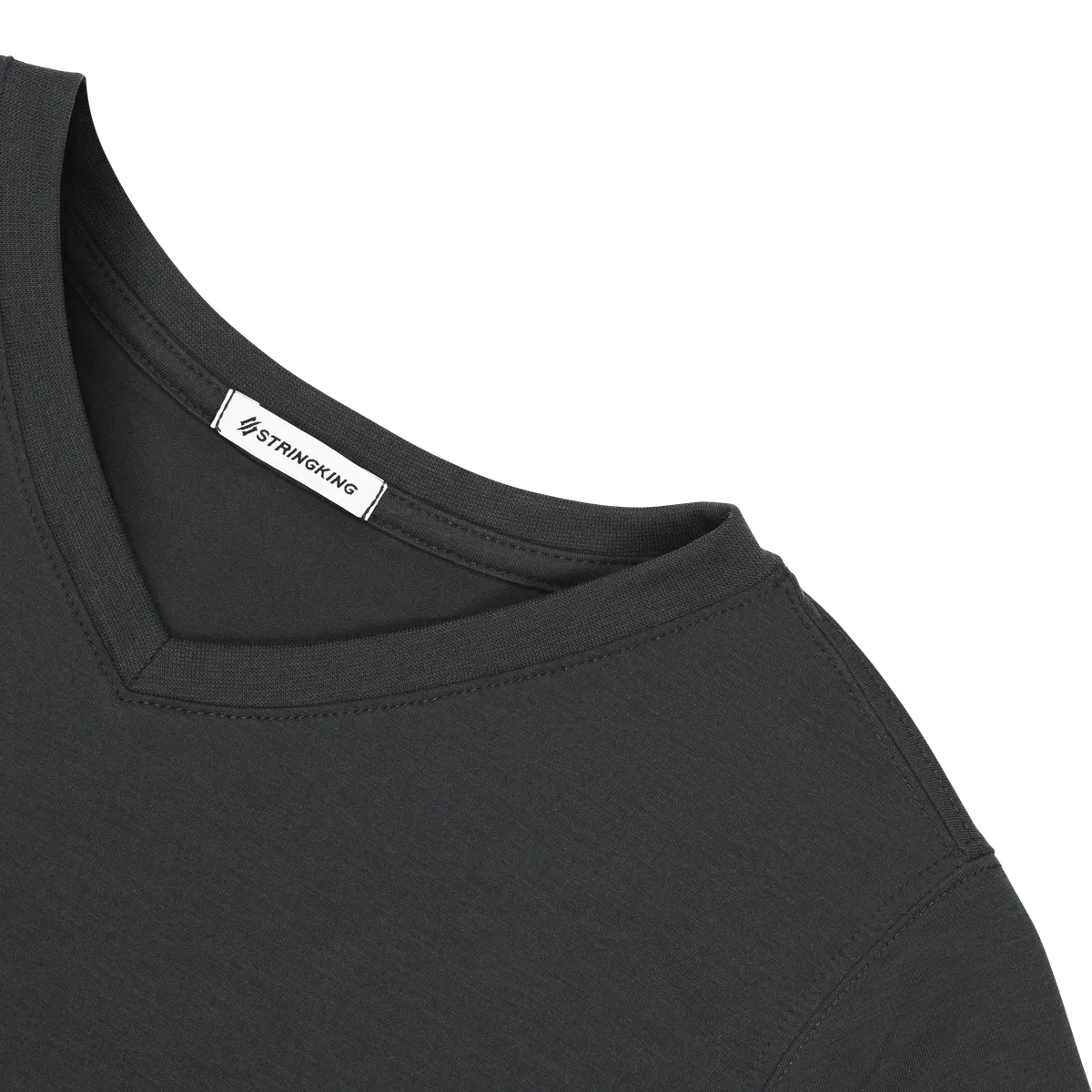 StringKing Women's FlexStyle Short Sleeve V-Neck T-Shirt - Relaxed Fit, Moonless Night, Detail