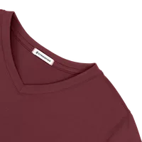 StringKing Women's FlexStyle V-Neck T-Shirt - Relaxed Fit, Rhubarb, Detail