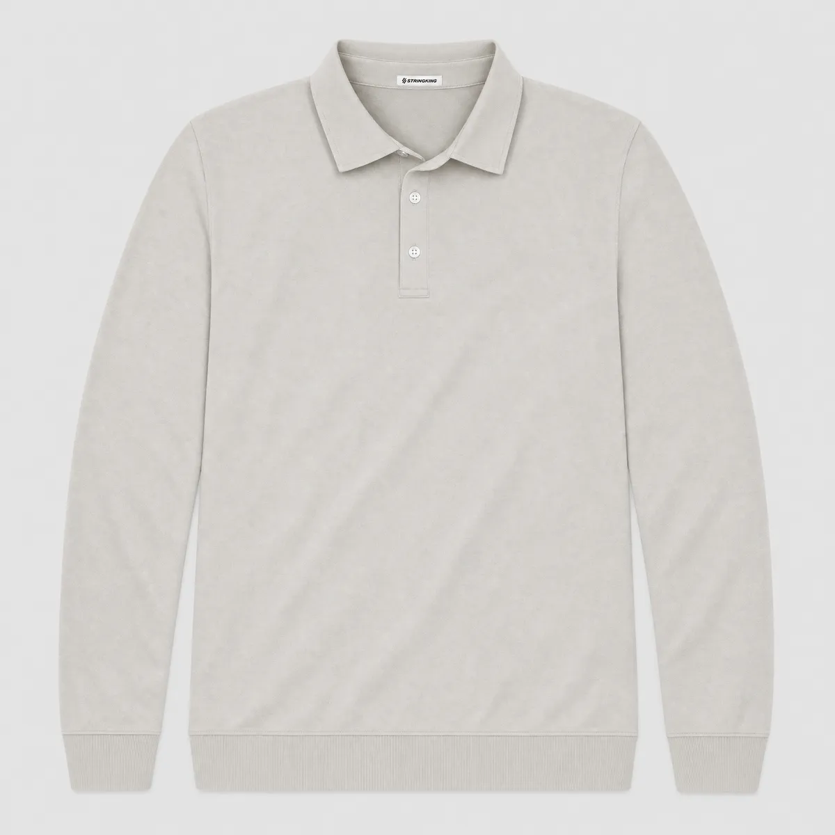StringKing Men's Pima Terry Long Sleeve Polo - Sharp Fit, Moonstruck, Front