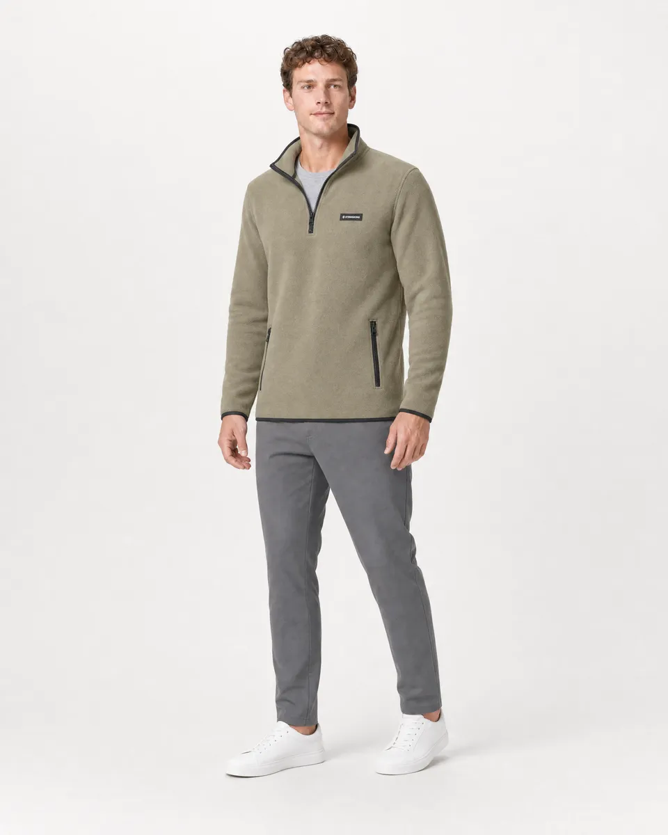 StringKing Men's Polartec Fleece Quarter Zip with Pockets - Sharp Fit, Mermaid, Full Front Angle - Human Model