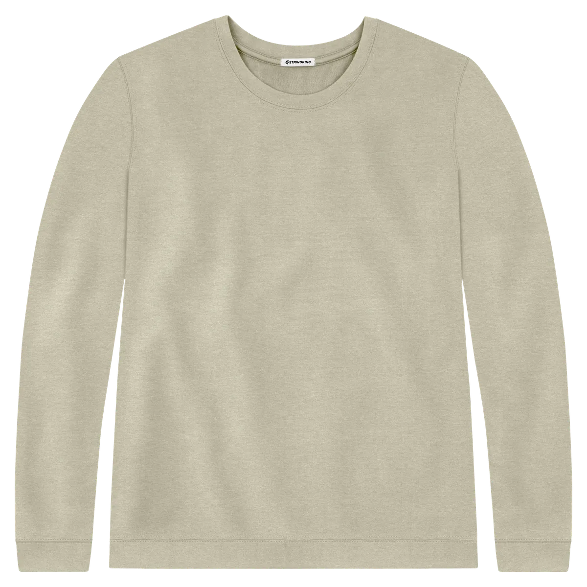 StringKing Men's Pima Cotton Crewneck Sweatshirt - Sharp Fit, Khaki Green, Front
