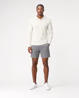 StringKing Men's Pima Jersey Long Sleeve Polo - Sharp Fit, Tofu, Full Front - Human Model