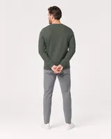 StringKing Men's Pima Terry Crew Sweatshirt - Sharp Fit, Moss, Full Back - Human Model - Top of head to Mid-thigh
