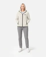 StringKing Women's Polartec Fleece Full Zip Hoodie with Pockets - Relaxed Fit, Jet Stream, Full Front - Human Model