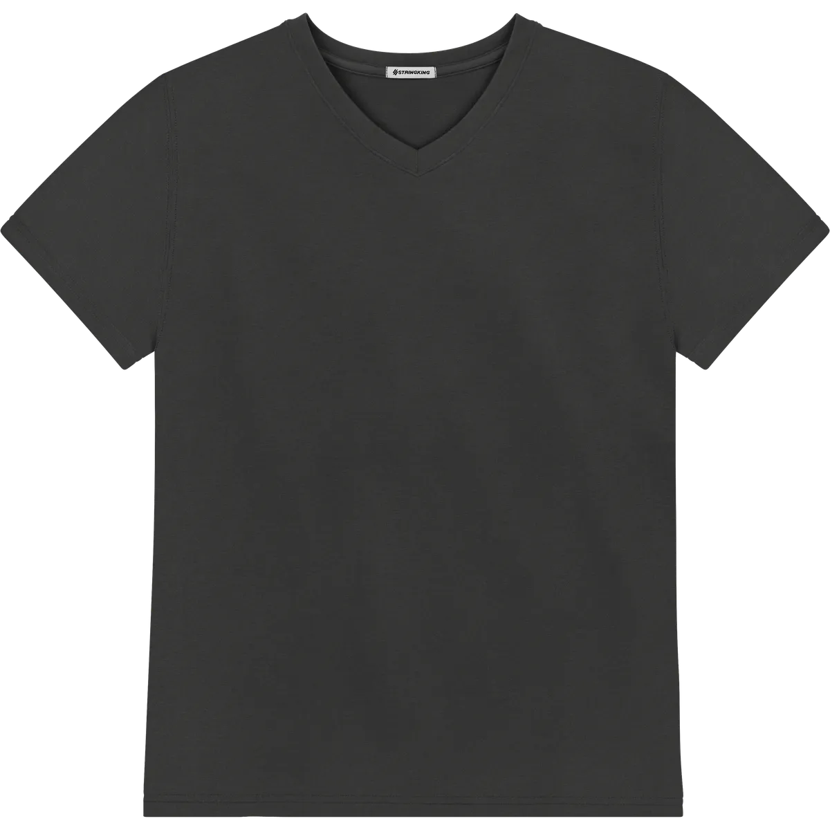 StringKing Men's Pima Terry V-Neck Tee - Relaxed Fit, Black, Front