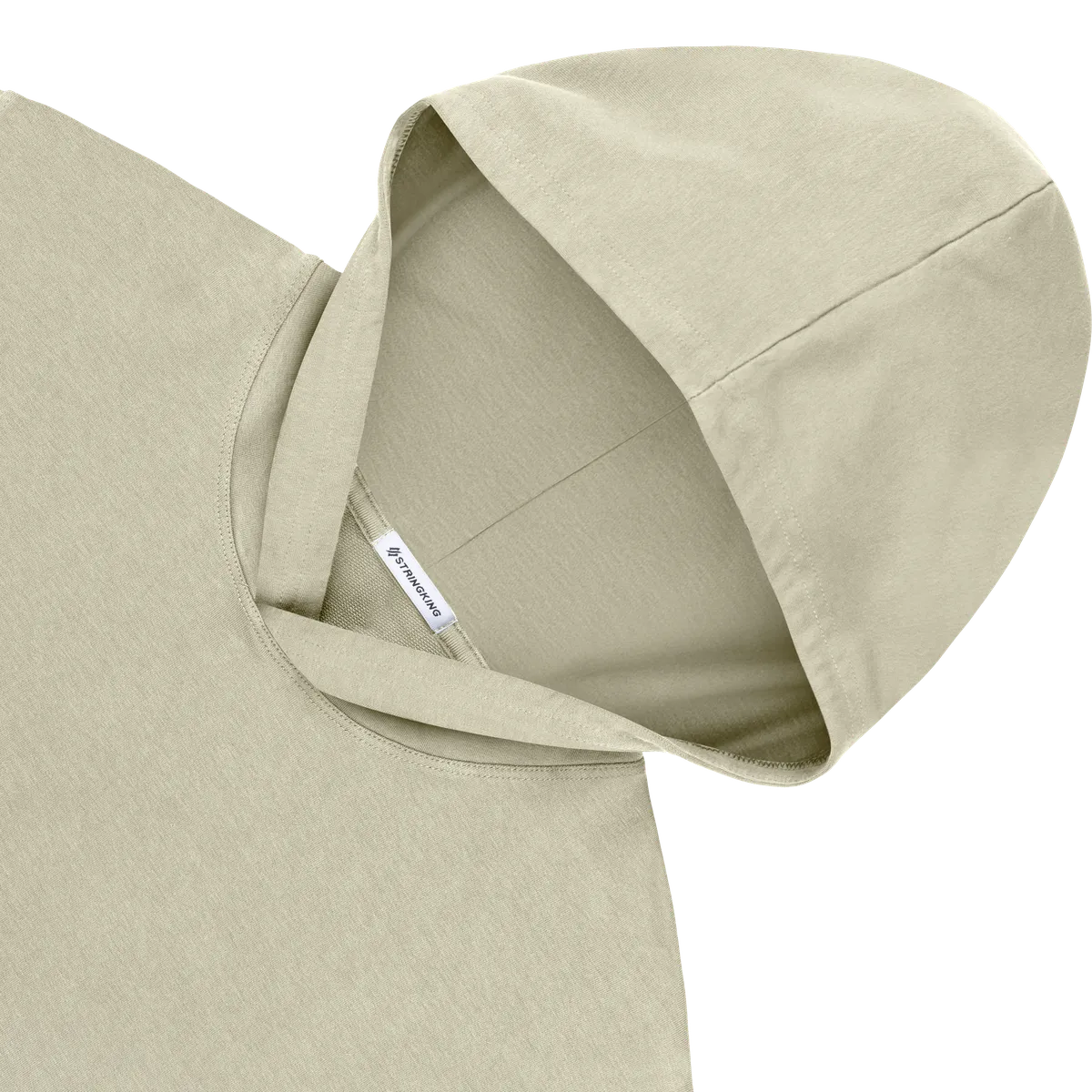 StringKing Women's Pima Cotton Hoodie - Relaxed Fit, Khaki Green, Detail