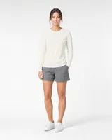 StringKing Women's Pima Jersey Long Sleeve Tee - Sharp Fit, Tofu, Full Front - Human Model