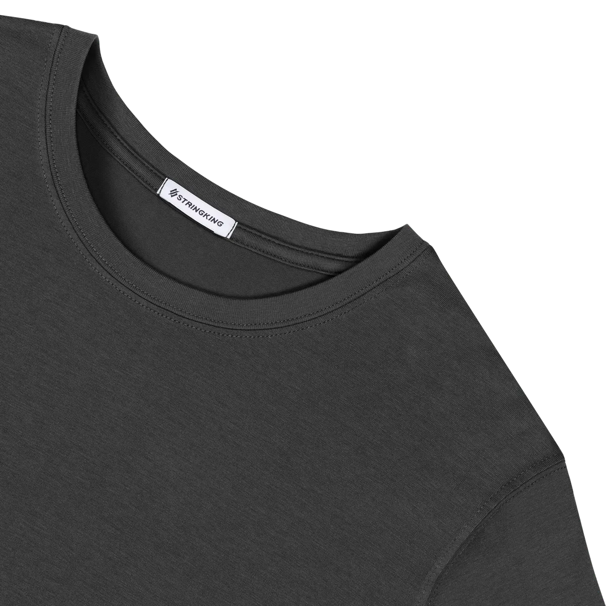 StringKing Men's Pima Cotton Long Sleeve Crewneck T-Shirt - Sharp Fit, Black, Detail