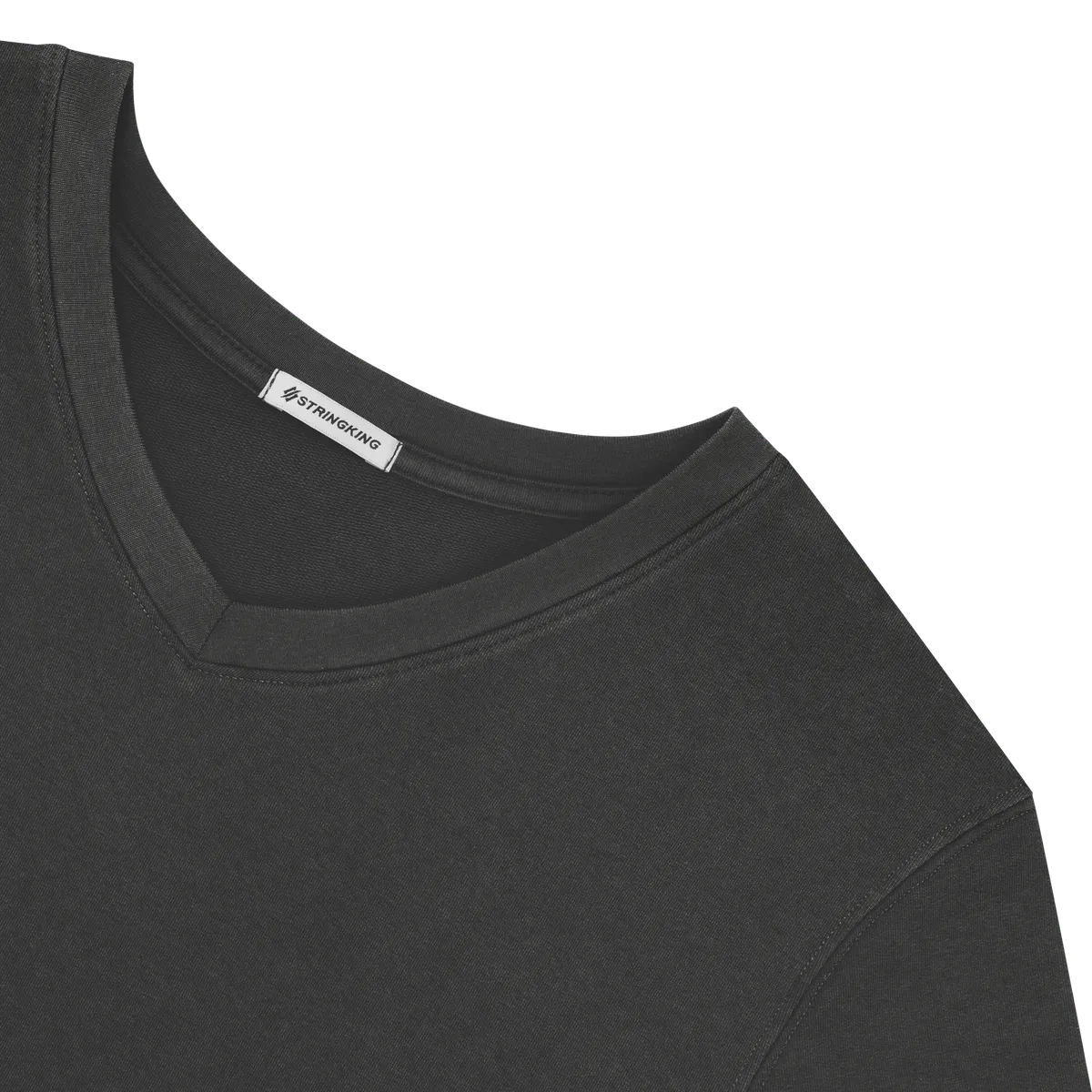 StringKing Women's Pima Cotton V-Neck Sweatshirt - Sharp Fit, Black, Detail