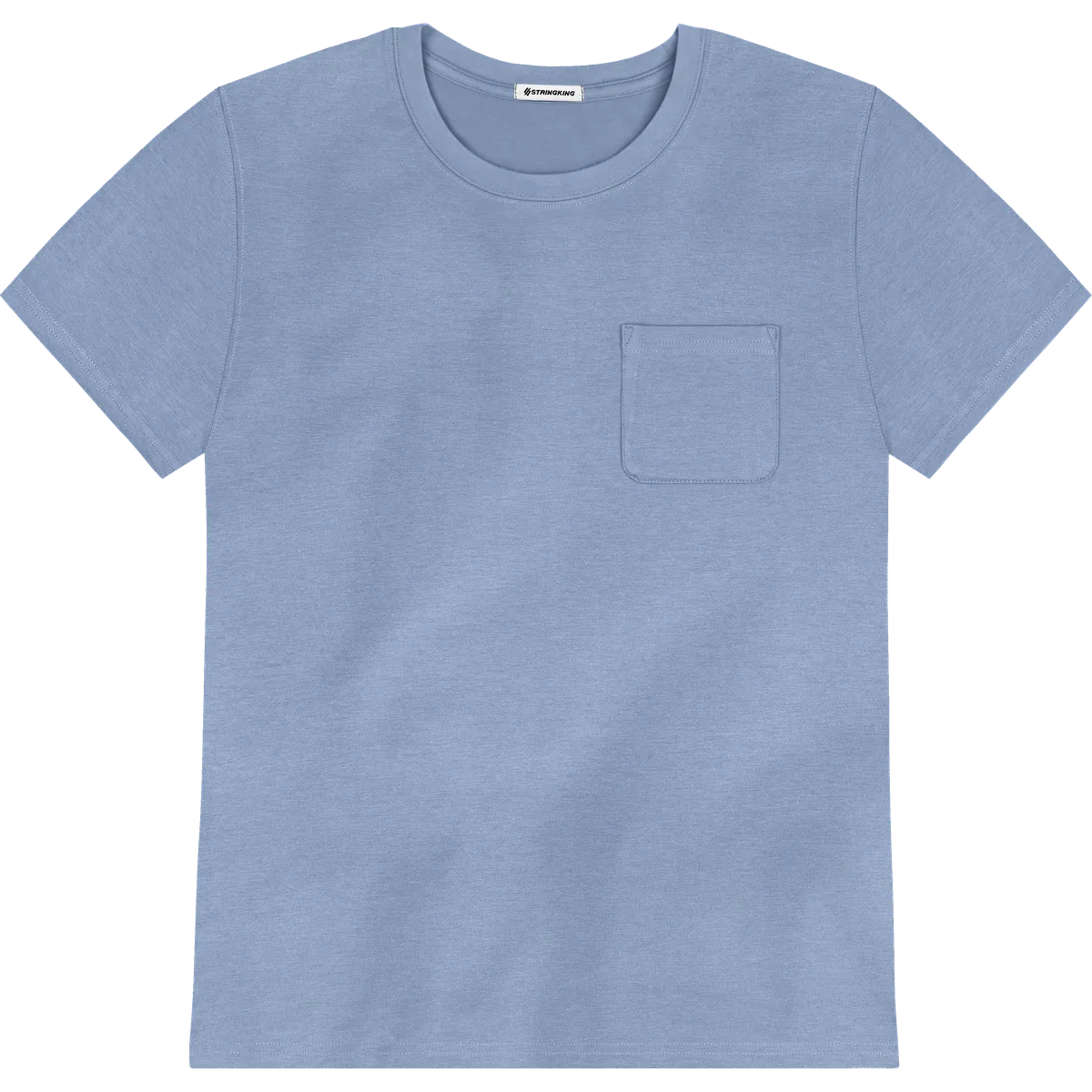 StringKing Men's Pima Cotton Short Sleeve Pocket Crewneck T-Shirt - Relaxed Fit, Slate Blue, Front