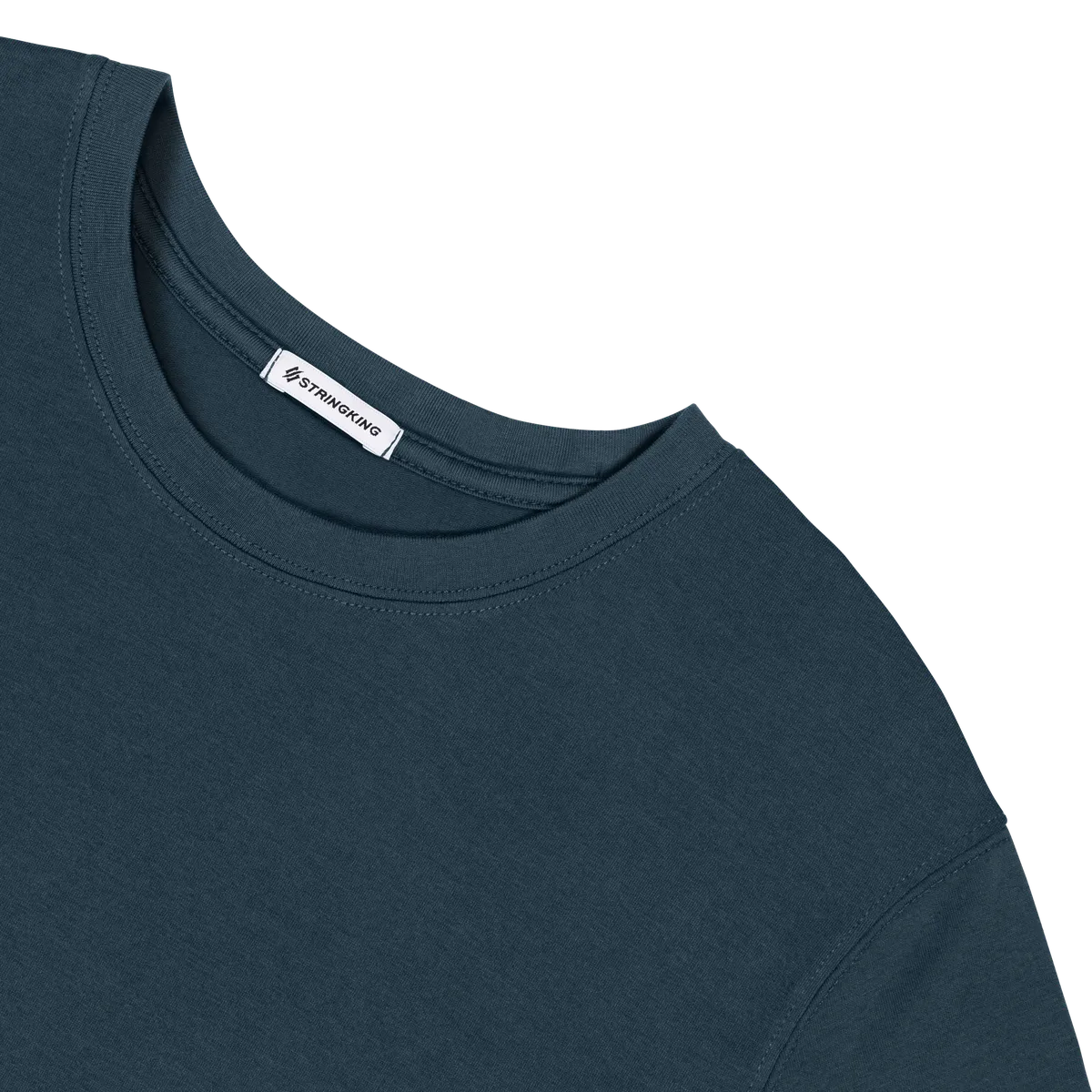 StringKing Men's Pima Cotton Short Sleeve Crewneck T-Shirt - Sharp Fit, Navy, Detail