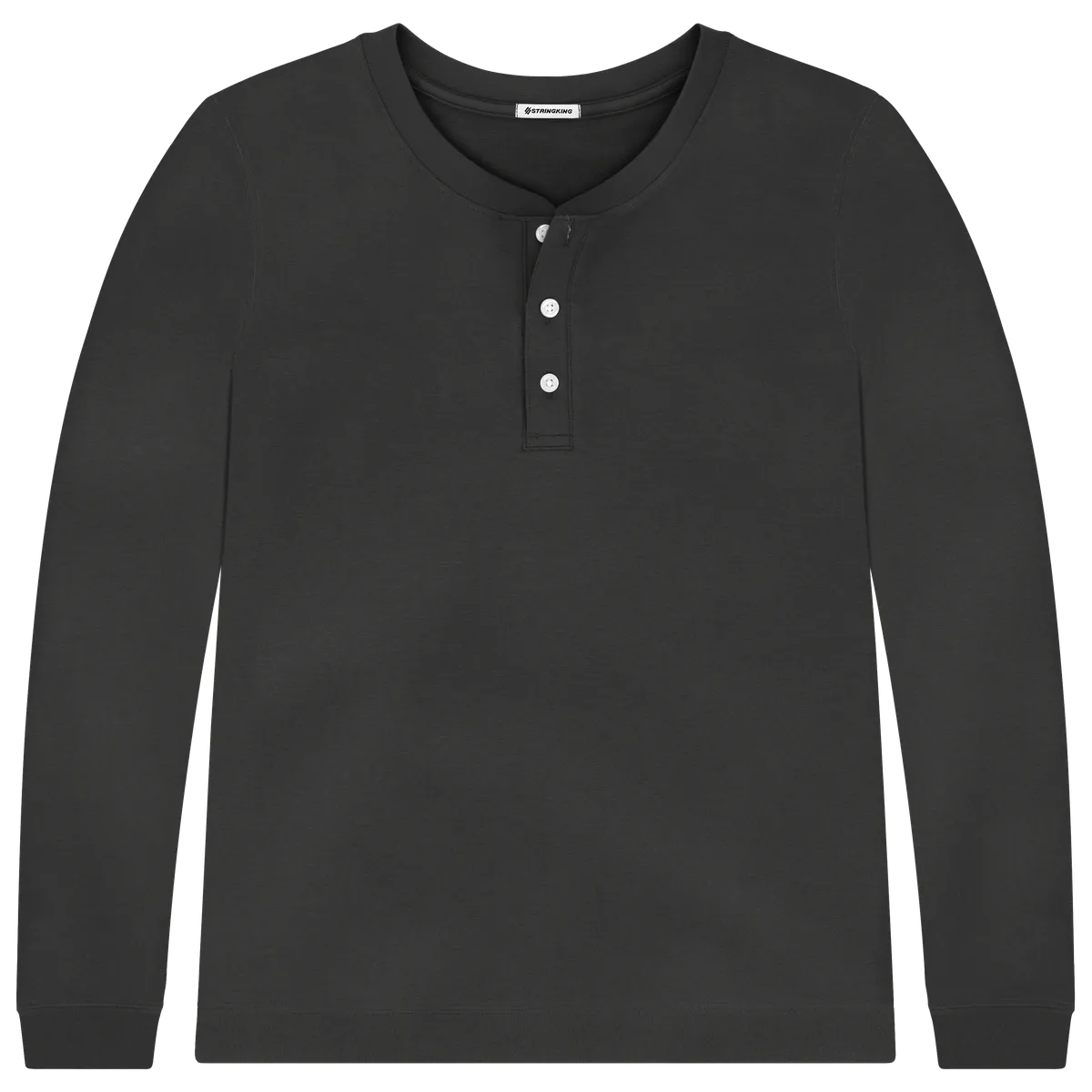 StringKing Men's Pima Terry Henley - Sharp Fit, Black, Front