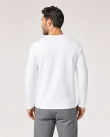 StringKing Men's Pima Terry Crew Sweater - Sharp Fit, White, Full Back - Human Model - Top of head to Mid-thigh