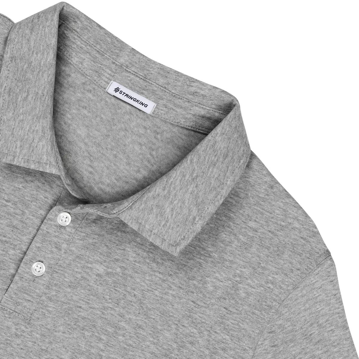 StringKing Men's Pima Cotton Long Sleeve Polo - Sharp Fit, Heather Gray, Detail