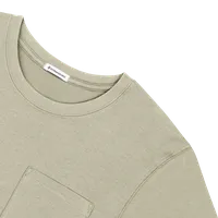 StringKing Men's Pima Cotton Long Sleeve Pocket Crewneck T-Shirt - Relaxed Fit, Khaki Green, Detail