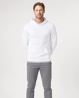 StringKing Men's StayWarm Hoodie - Sharp Fit, White, Full Front - Human Model - Top of head to Knees