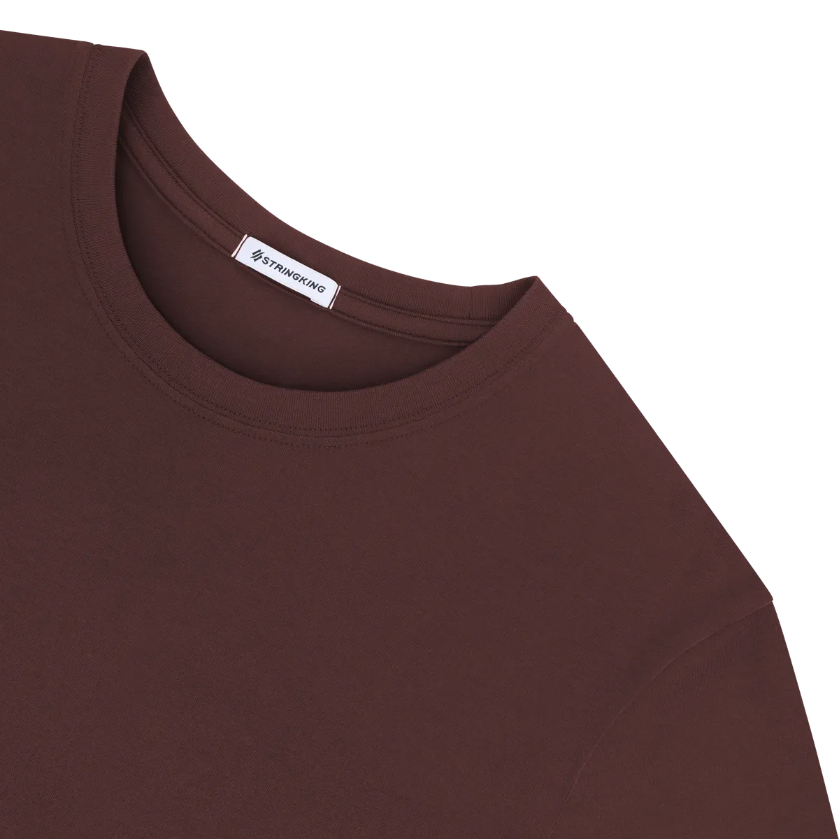 StringKing Men's Pima Jersey Tee - Relaxed Fit, New Maroon, Detail