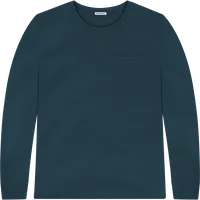 StringKing Men's Pima Jersey Long Sleeve Pocket Tee - Relaxed Fit, Navy, Front